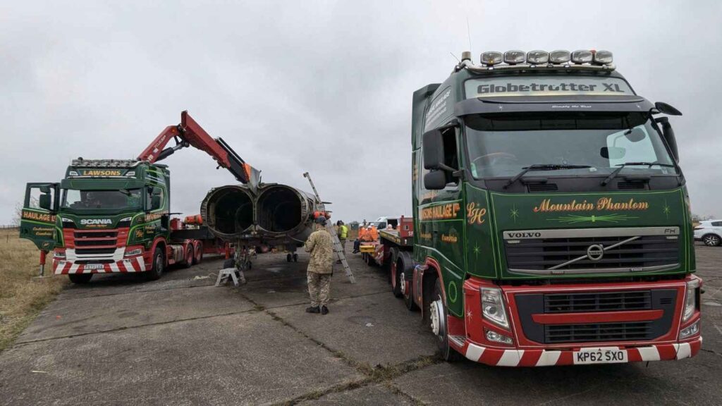 Tornado ZA475 being lifted off a trailer.