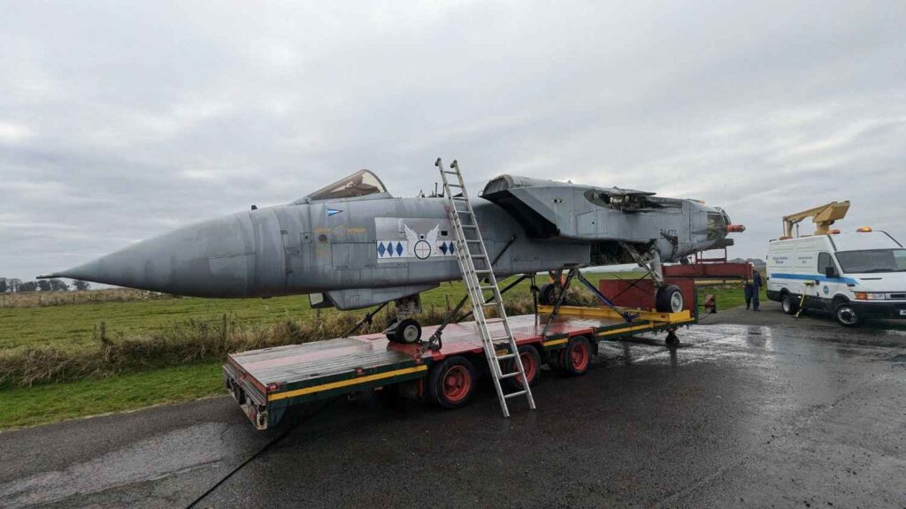 Tornado ZA475 fuselage on a trailer.