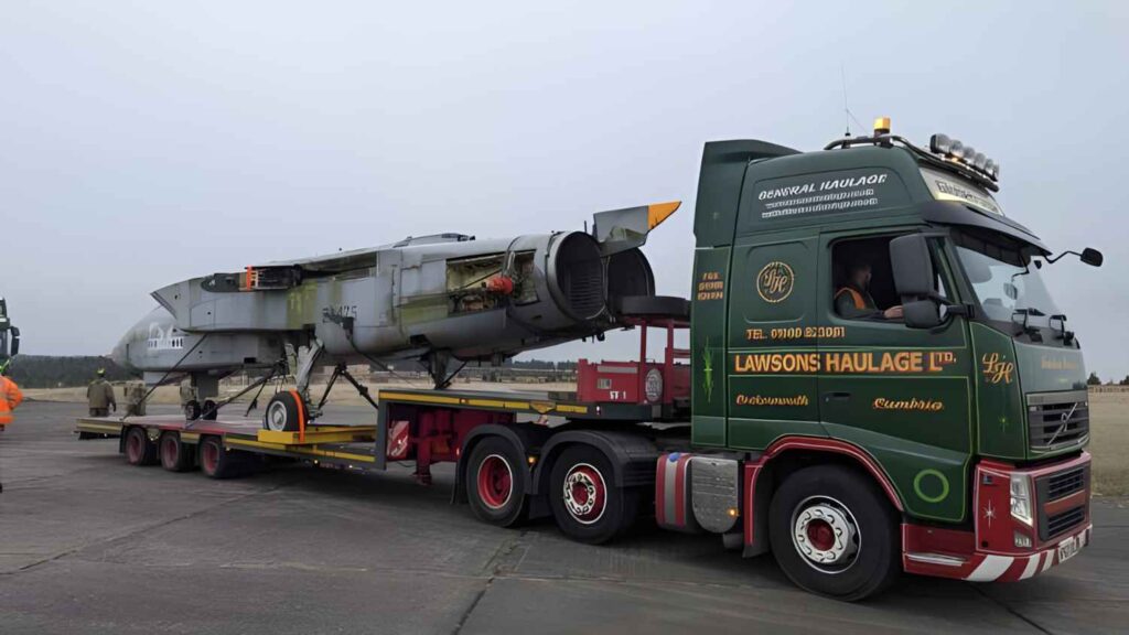 Tornado ZA475 fuselage on a trailer.